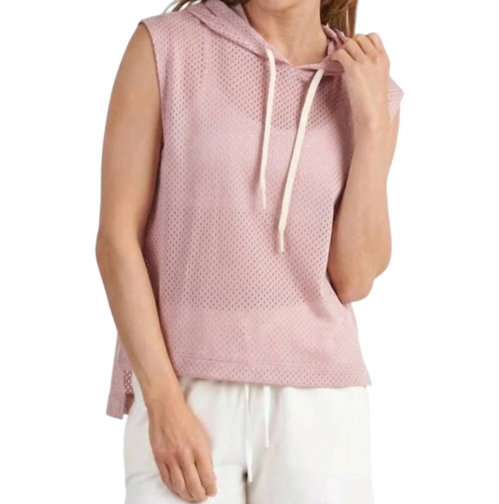 NEW THRIVE SOCIETE mesh sleeveless hoodie in plum/pink